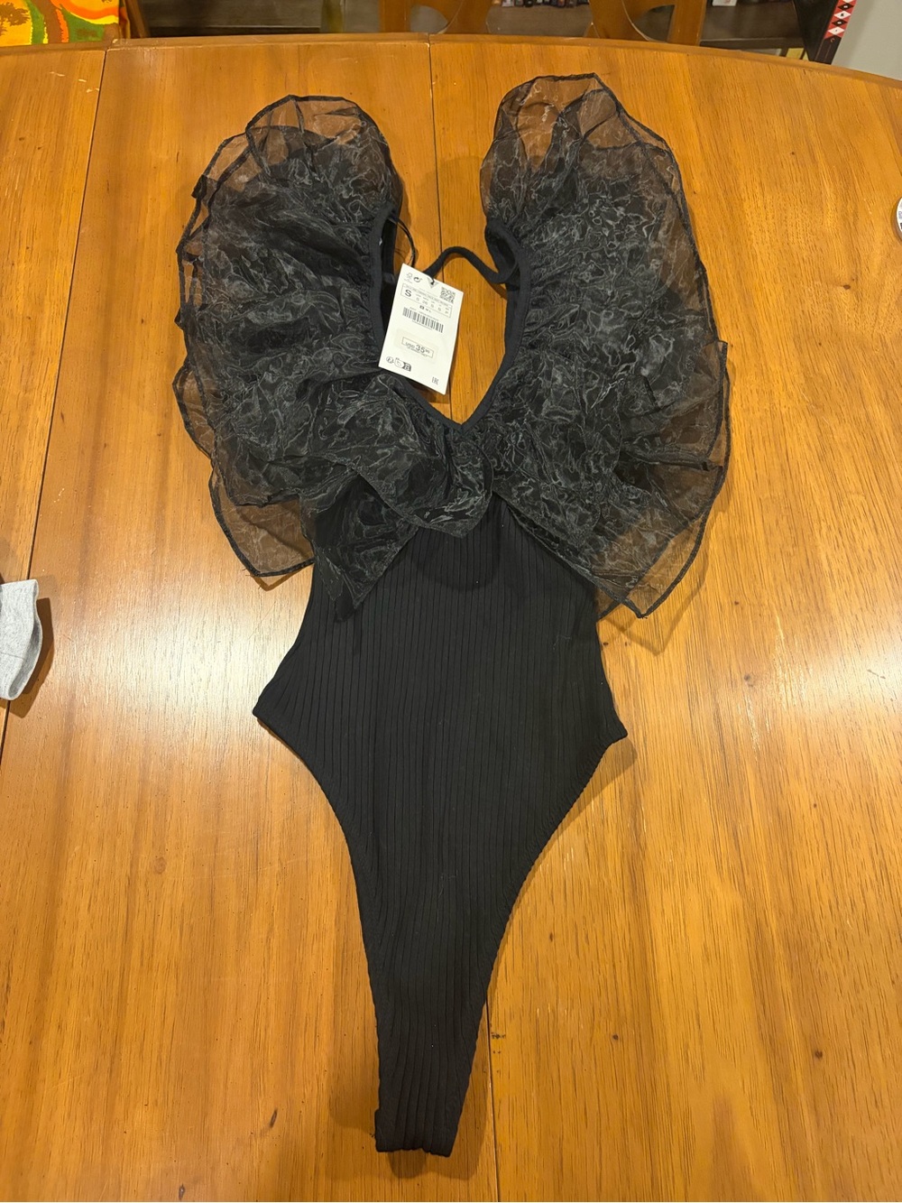 ZARA bodysuit with Ruffled Shoulders